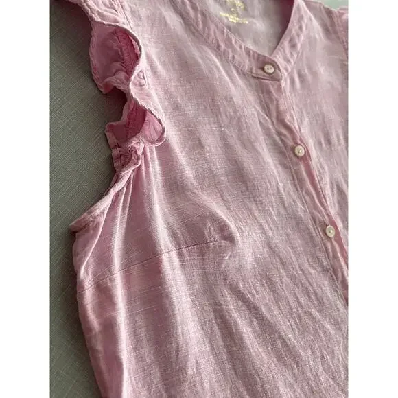 Lilly Pulitzer Sz S Briette Linen Button Down Shirt Pink Classic Vacation Resort - Picture 9 of 12